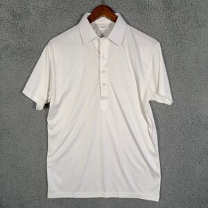 Collars & Co Polo Shirt Mens M White Dress Collar Stretch Golf Performance
